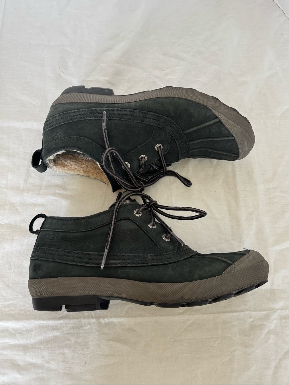 UGG Black Lace-Up Ankle Booties with Shearling Size 9.5